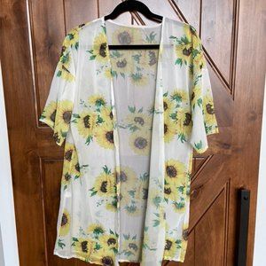 Sheer sunflower kimono shrug